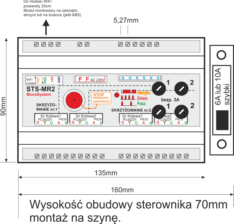 Schemat połączeń sterownika z lampami sygnalizacyjnymi