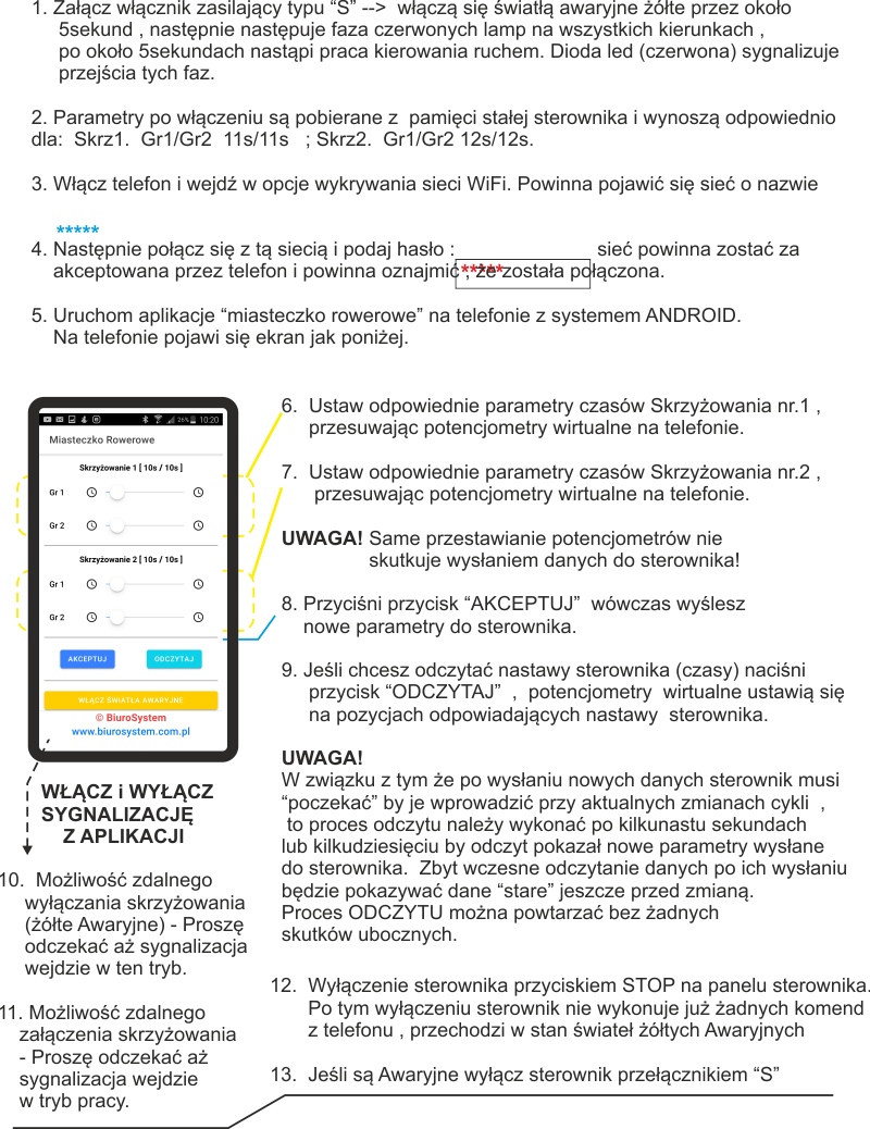 Schemat połączeń sterownika z lampami sygnalizacyjnymi